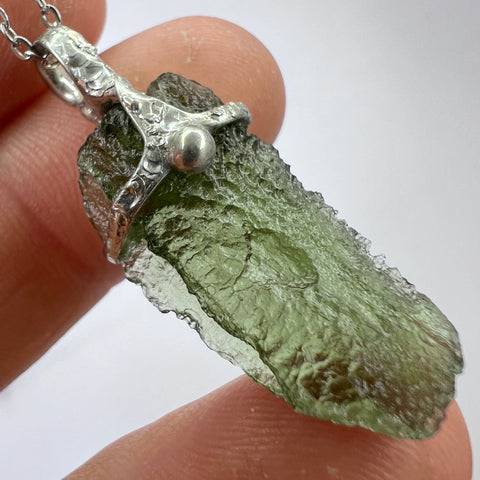 Soft Soldered Moldavite Pendant | 3.45g | Chlum