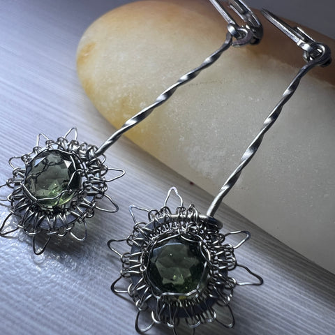 Faceted Moldavite Earrings I 1.4ct I Chlum