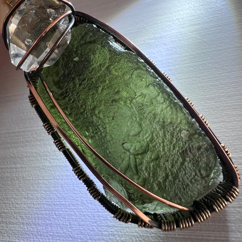 10.69g Moldavite & Herkimer pendant