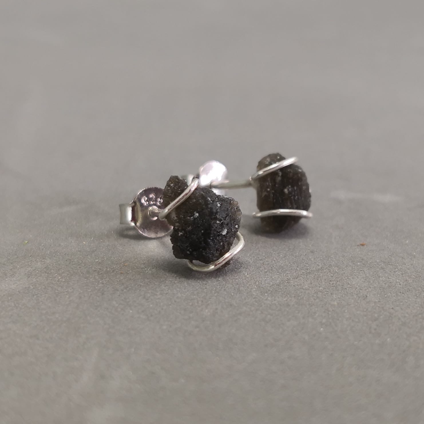 0.5g Moldavite/Silver stud earrings