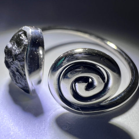 Open Spiral Moldavite Ring in Sterling Silver – Size 8.5