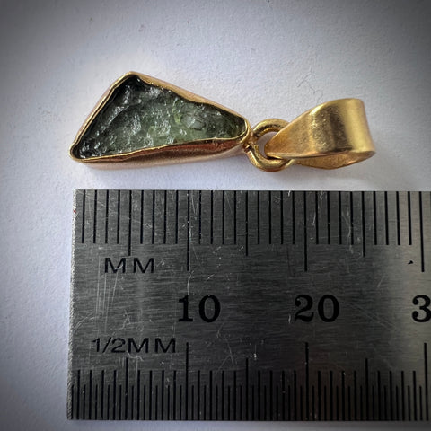 Gold Plated Moldavite Pendant | 1.43g | Chlum