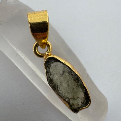 Gold Plated Moldavite Pendant | 1.53g | Chlum