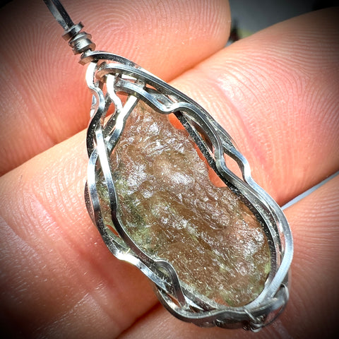 Stainless Steel pendant I 1.4g I Chlum Moldavite
