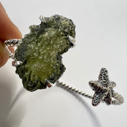 Starfish 3.18g Moldavite Bracelet in Sterling Silver