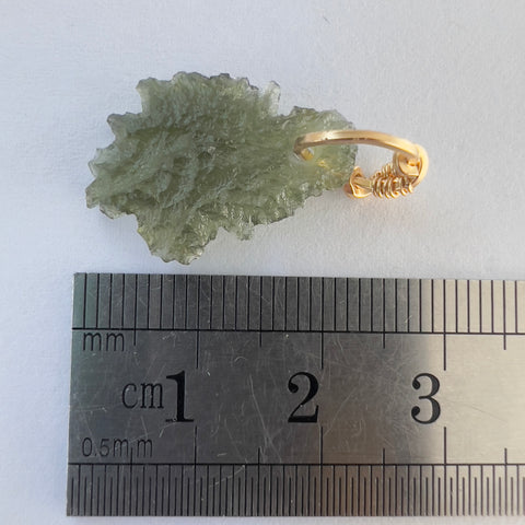 Moldavite Pendant – Gold Wrap