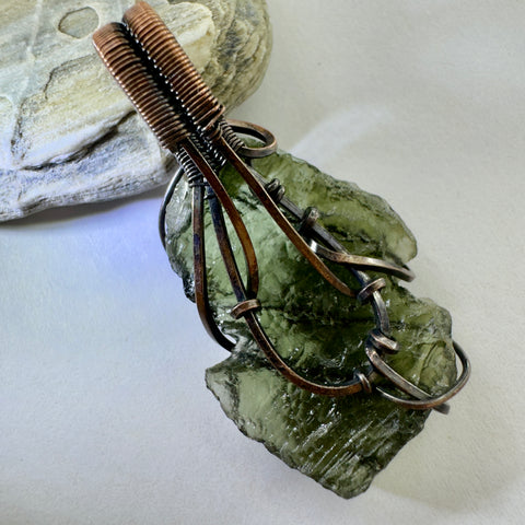 Moldavite Copper Pendant | 3.95g | Chlum