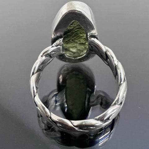 Sterling Silver Moldavite Ring - Size 8