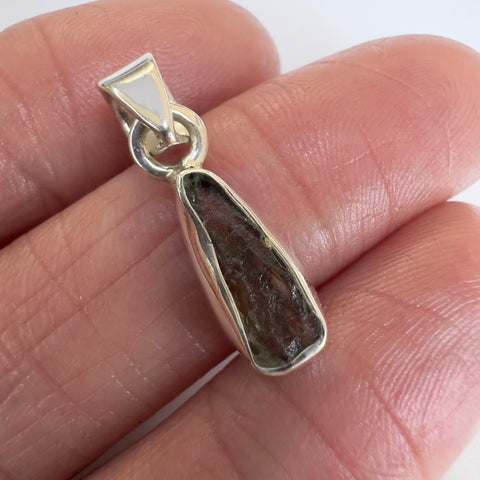 Sterling Silver Moldavite Pendant | 1.27g | Chlum