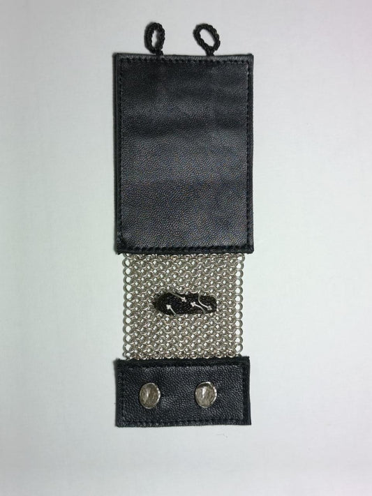 Moldavite Silver & Leather Bracelet.