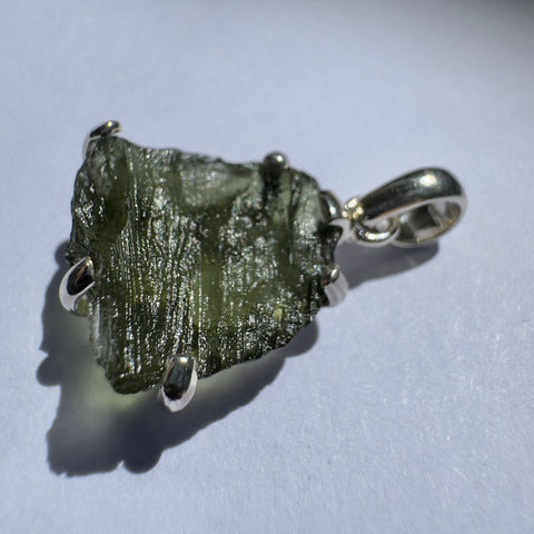 Sterling Silver Moldavite Pendant | 2.45g | Chlum