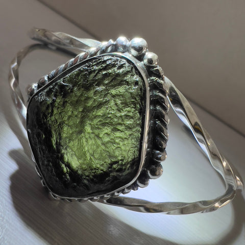 Imperial Moldavite Silver Bracelet