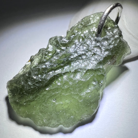 2.63g Natural Moldavite Sterling Silver Pendant