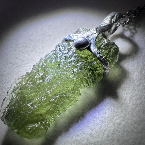 Soft Soldered Moldavite Pendant | 3.45g | Chlum
