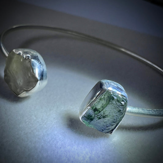 Sterling Silver Moldavite & LDG Bracelet | 0.7g | Chlum