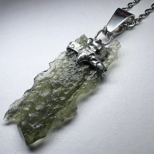 Soft Soldered Pewter Moldavite Pendant | 1.7g | Marouskovo Pole