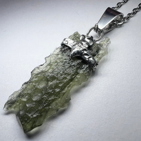 Soft Soldered Pewter Moldavite Pendant | 1.7g | Marouskovo Pole