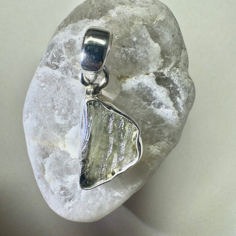 Sterling Silver Moldavite Pendant | 1.51g | Chlum
