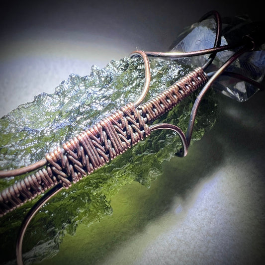 Moldavite & Herkimer Pendant - 8.5g
