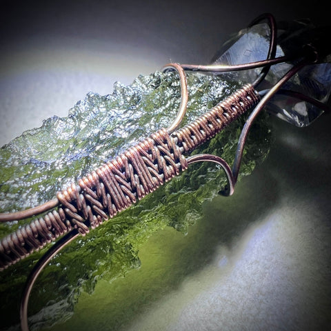 Moldavite & Herkimer Pendant - 8.5g