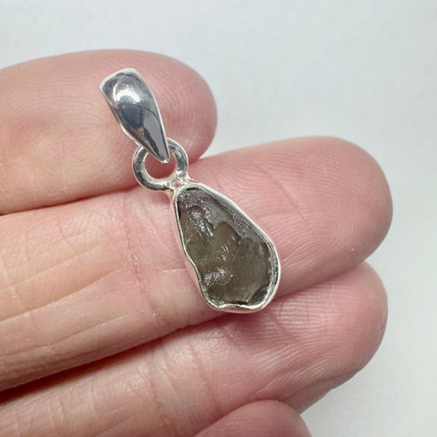 Sterling Silver Moldavite Pendant | 1.36g | Chlum