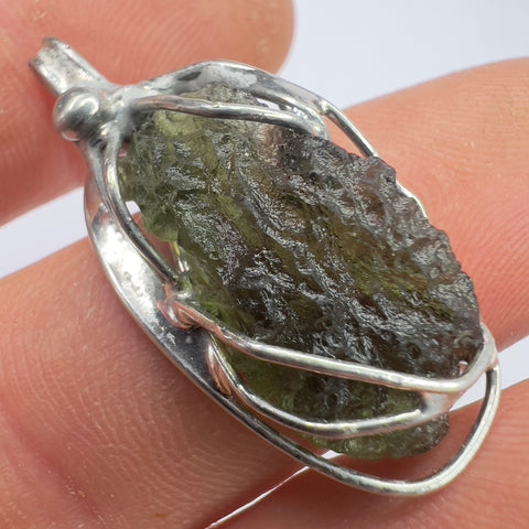 Soft Soldered Moldavite Pendant | 2.22g | Chlum