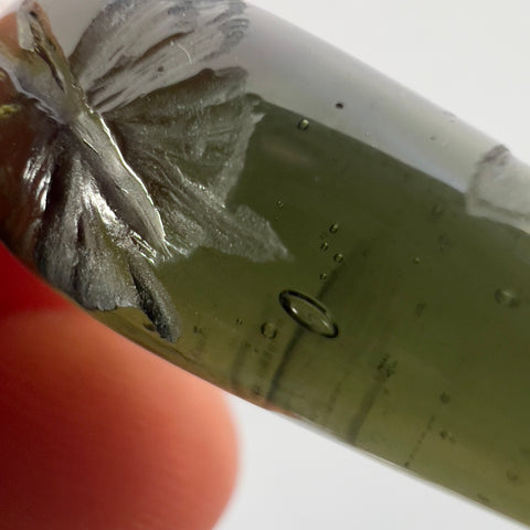 Moldavite Pendulum 2.5g, Butterfly Motif.