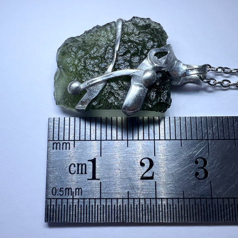 Soft Soldered Moldavite Pendant | 2.62g | Chlum