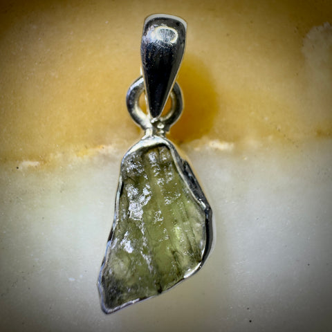 Sterling Silver Moldavite Pendant | 1.43g | Chlum