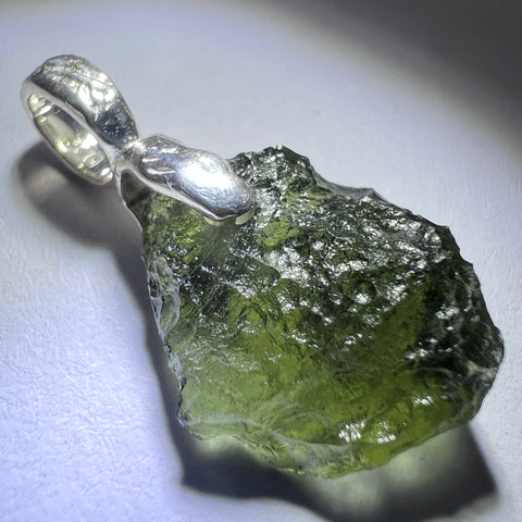 Sterling Silver Moldavite Pendant | 2.30g Total | Marouskovo Pole