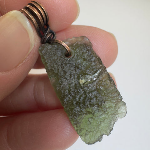 Copper Moldavite Pendant |  3.21g | Marouskovo Pole