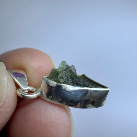 Sterling Silver Moldavite Pendant | 2.09g | Chlum