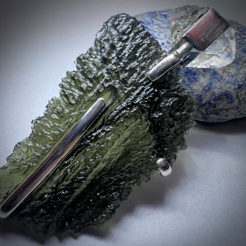 Moldavite & Herkimer Silver pendant | 8g | Marouskovo Pole