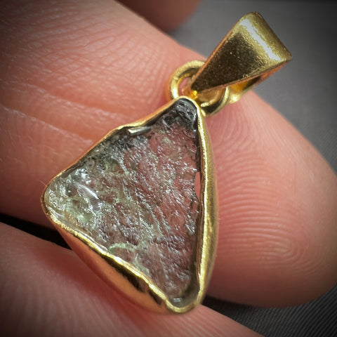 Gold Plated Moldavite Pendant | 1.48g | Chlum