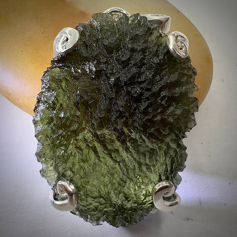 Sterling Silver Moldavite Pendant | 9.6g | Maly Chlum