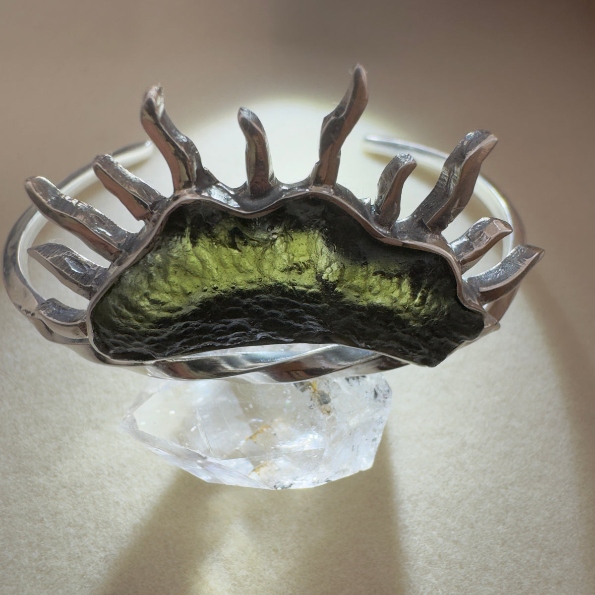 3.3g Chlum Moldavite Sun Bracelet in Sterling Silver