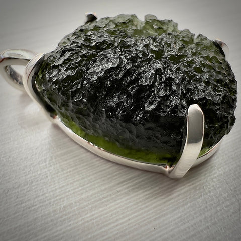 Sterling Silver Moldavite Pendant | 8.06g | Maly Chlum