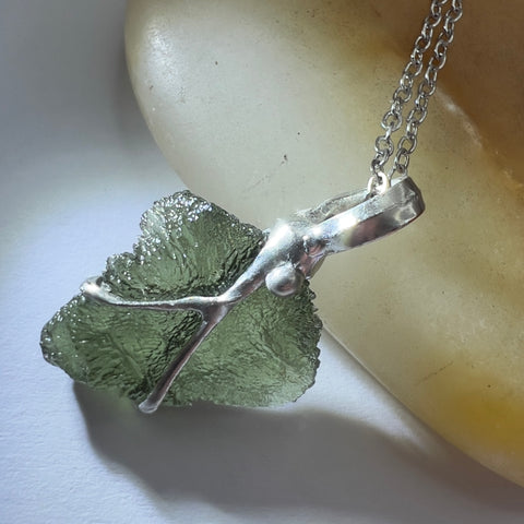 1.8g Moldavite Necklace, Soft Soldered