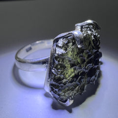 Moldavite Silver Ring - Size 8.5