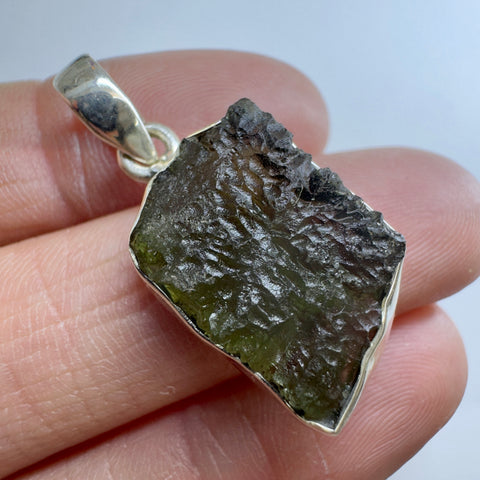 Sterling Silver Moldavite Pendant | 3.96g | Chlum