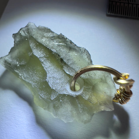 Moldavite Pendant – Gold Wrap