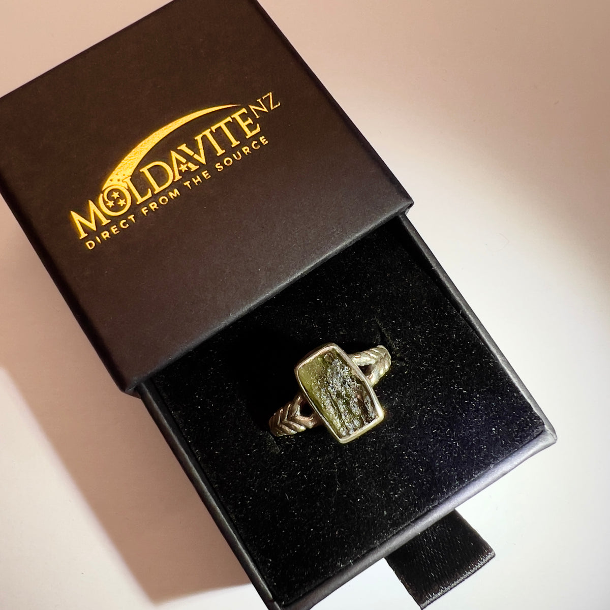 Sterling Silver Moldavite Ring - Size 7