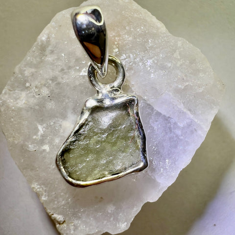 Sterling Silver Moldavite Pendant | 1.35g | Chlum
