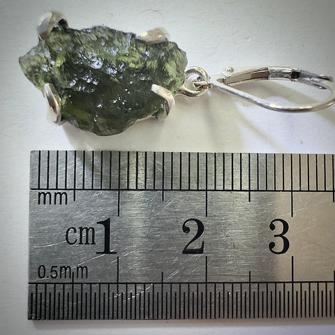 Moldavite Sterling Silver Earrings | 2.76g | Chlum