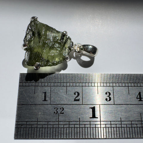 Sterling Silver Moldavite Pendant | 2.45g | Chlum