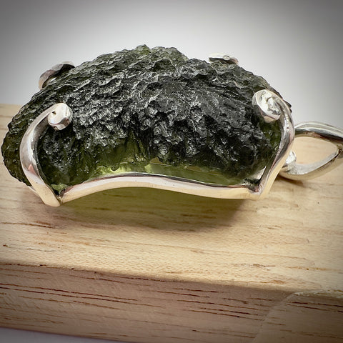 Sterling Silver Moldavite Pendant | 9.6g | Maly Chlum