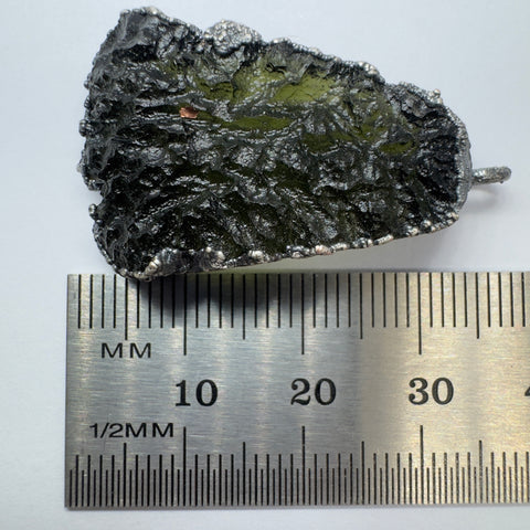 Silver Plated Electroformed Moldavite Pendant | 5.15g | Maly Chlum