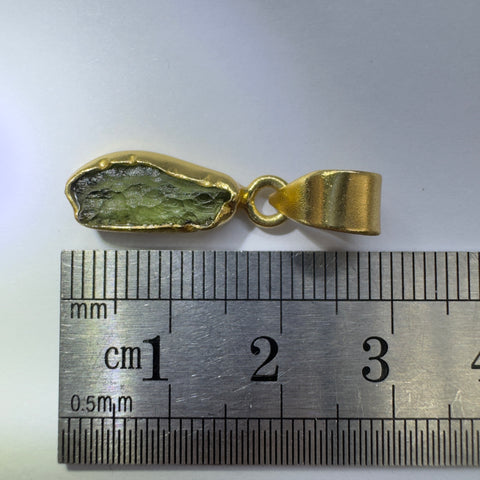 Gold Plated Moldavite Pendant | 1.77g | Chlum