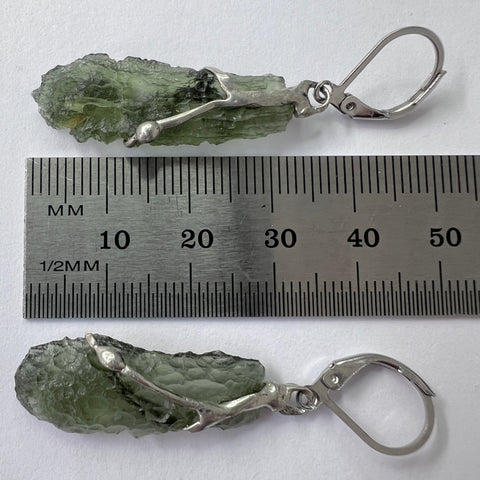 Soft Soldered Moldavite Earrings | 1.95g & 2.3g | Marouskovo Pole