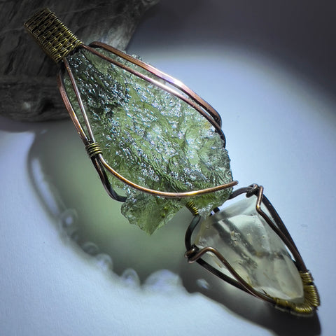 Moldavite & LDG Copper Pendant | 3.73g | Marouskovo Pole